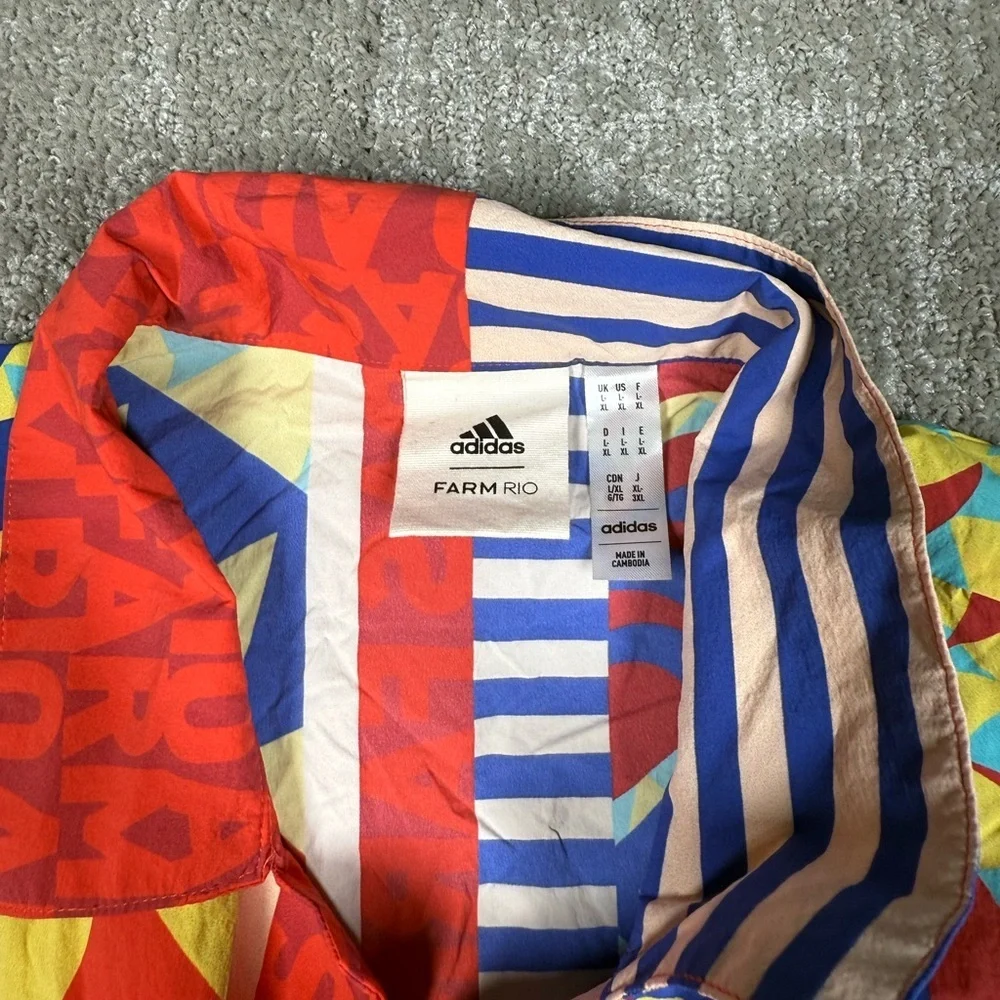 Adidas Farm Rio Kaleidoscope Button Down Colorful Shirt L-XL - Picture 3 of 7